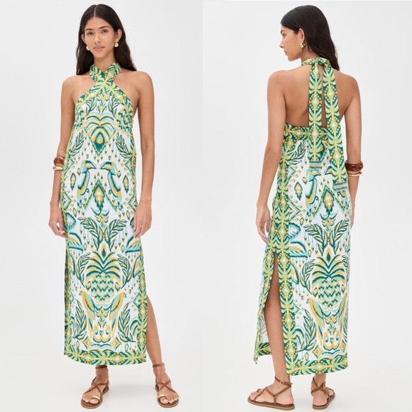 FARM Rio Dresses & Skirts - Farm Rio Tropical Tapestry Euroflax Premium Linen Maxi Dress Off White M NWT